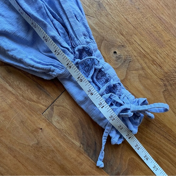 Free People Puff Long Sleeve Blue Button-Up Kiss Kiss Laced Cuff Blouse XS - Picture 12 of 15